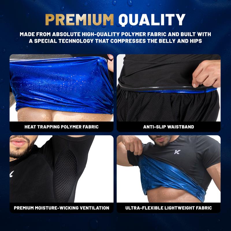 Kewlioo Men's Heat Trapping Sauna T-Shirt for Gym Exercise Activewear Athletic Sports Clothing Workout Tops with Supportive Compression Fit and Sweat-Enhancing Design