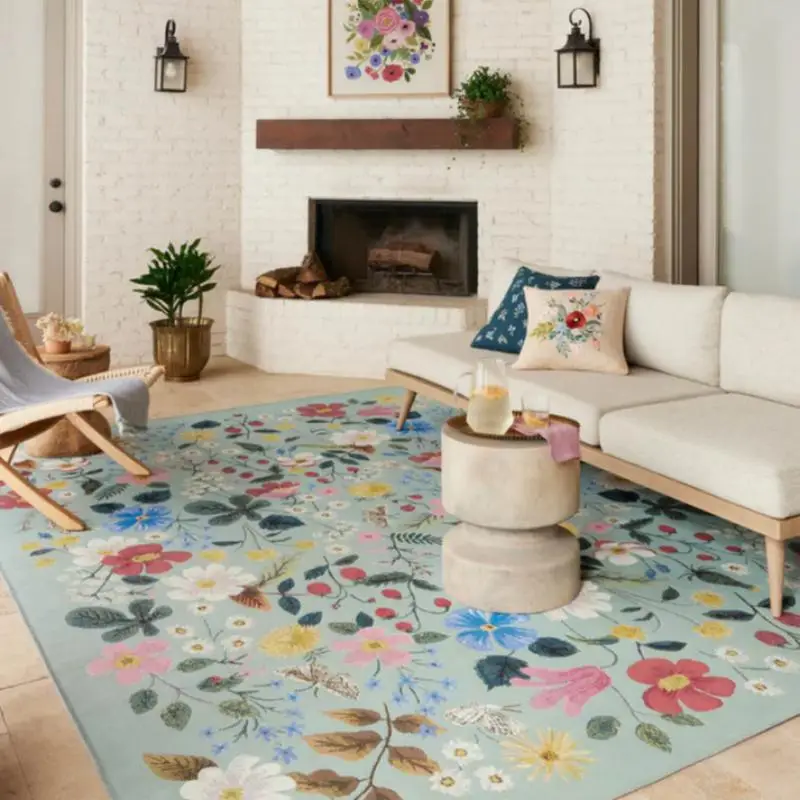 Floral Pattern Carpet, 1 Count Colorful Non-slip Washable Large Area Rug, Decorative Mat for Home Living Room Bedroom Study Room Decor, Home Decor, Ch