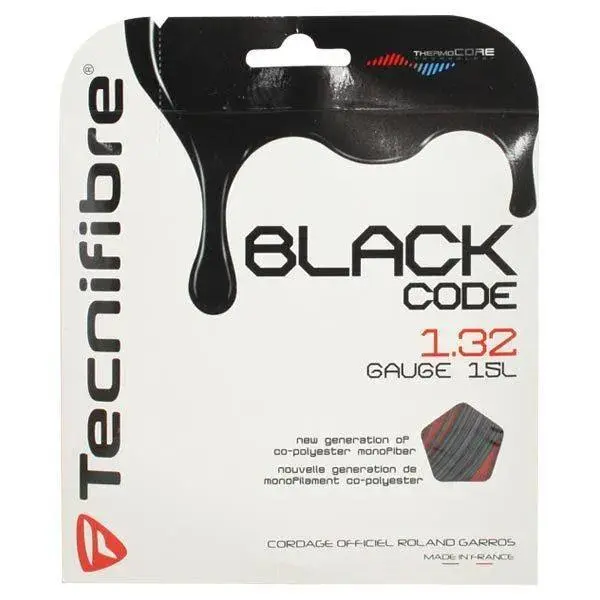 BLACK CODE 1.32mm Pentagon Shape Extruded Polyester Monofilament Tennis String, 15L, High Tension Hold, Softer Feel, Good Power, Spin Boost for All-Court Play