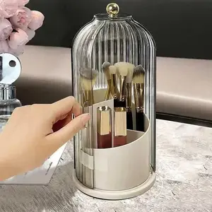 Luxury Makeup Organizer Box, 360° Rotating Cosmetic Storage, Dust-Proof & Moisture-Resistant, High-End Desktop Decor, Essential Beauty Tool Holder