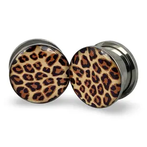 Leopard Print Picture Plugs gauges pair body jewelry