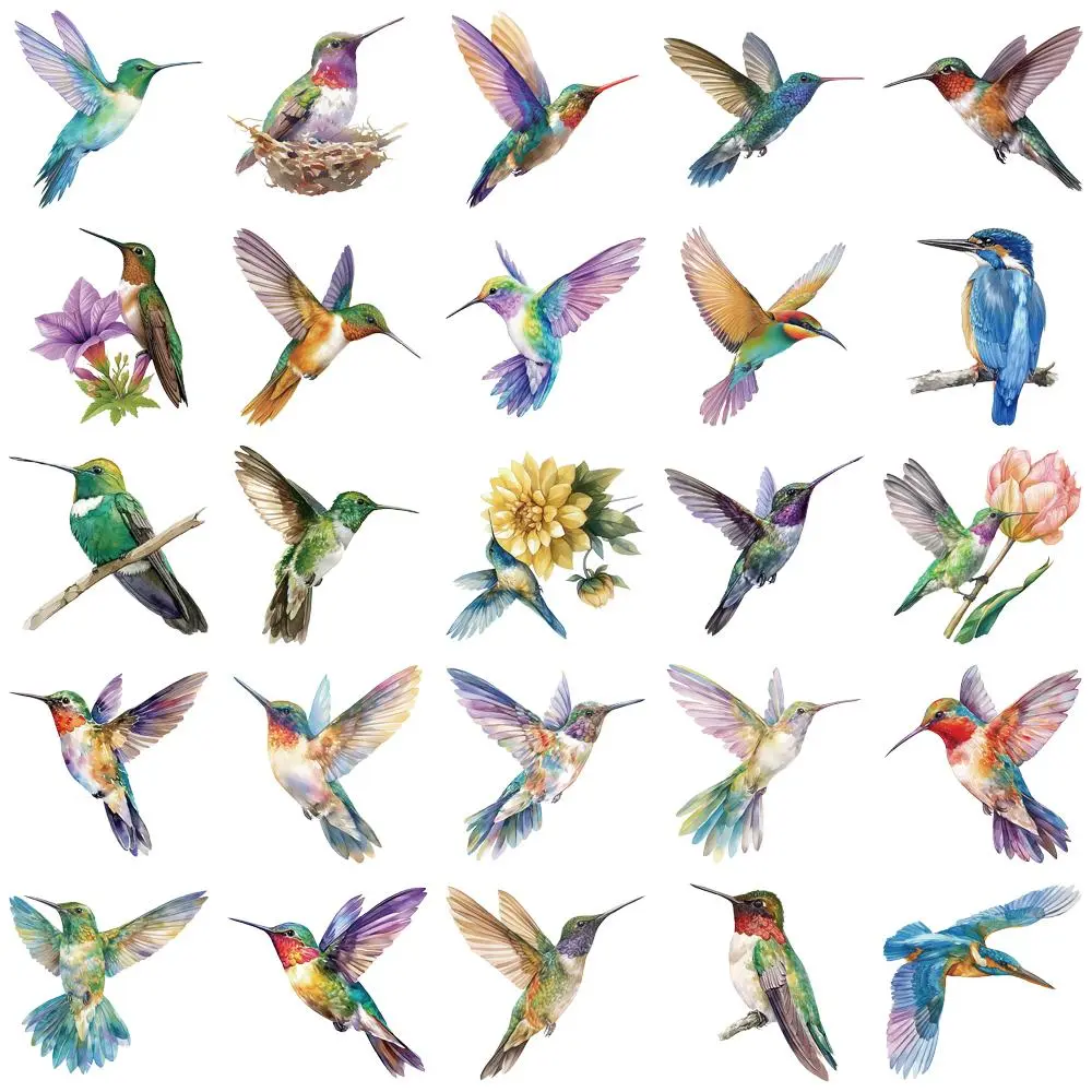 Hummingbird Pattern Sticker, 50/1000pcs Waterproof Self Adhesive Decor Paper, Decor Sticker for Gift Greeting Card Water Bottle Laptop Phone, Ornaments, Decal Sticker, Waterproof Stickers