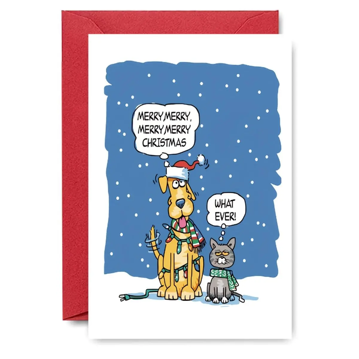 Charming Christmas cards with festive dog and cat decorations - the perfect cat-themed Valentine's Day card for family, friends, and loved ones, Tearable Greeting Cards