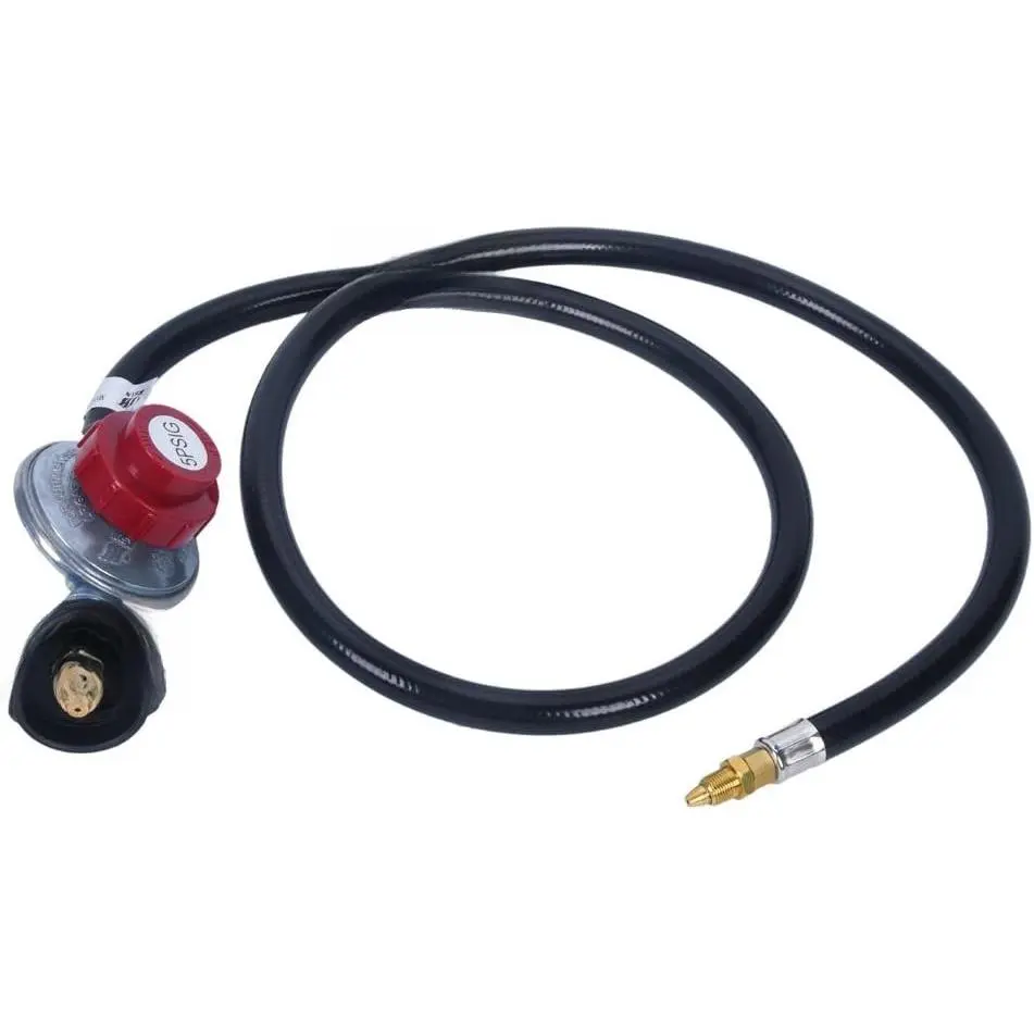 High   Regulator Adjustable 0-5PSI Connector with CSA Certified 4FT LPG Hose for Turkey Fryer, Outdoor Cooker, Burner and More