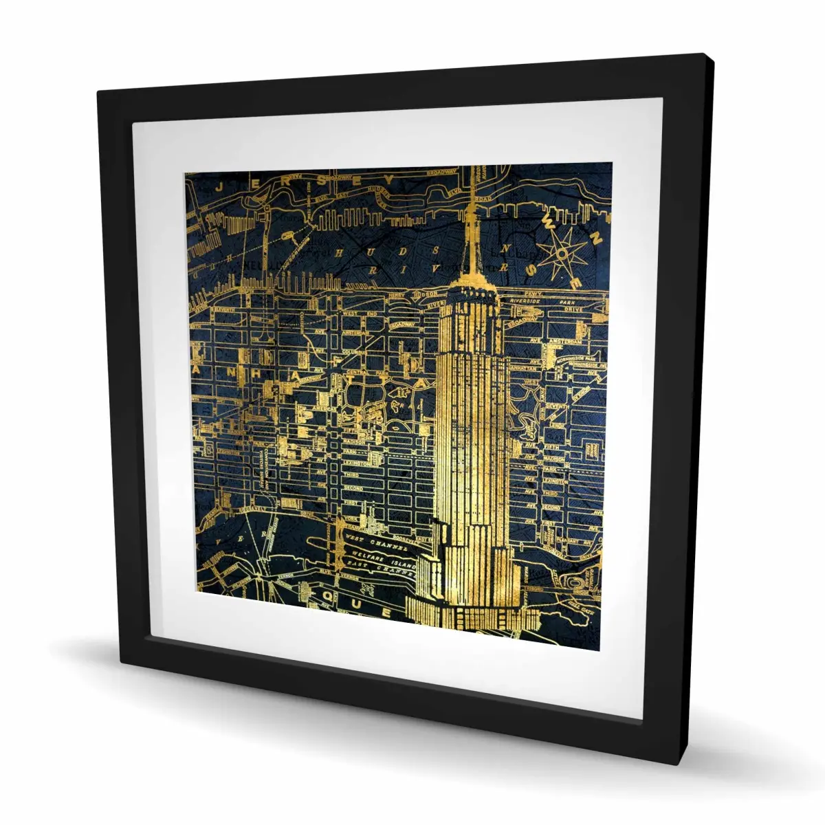 212 MAIN Artistic Matte Frame Architectural Print - 24 x 24 in., 9.5 lbs. Decorative Wall Decor, City Blueprint Artwork for Architecture Enthusiasts (from Art Firm), Bedroom