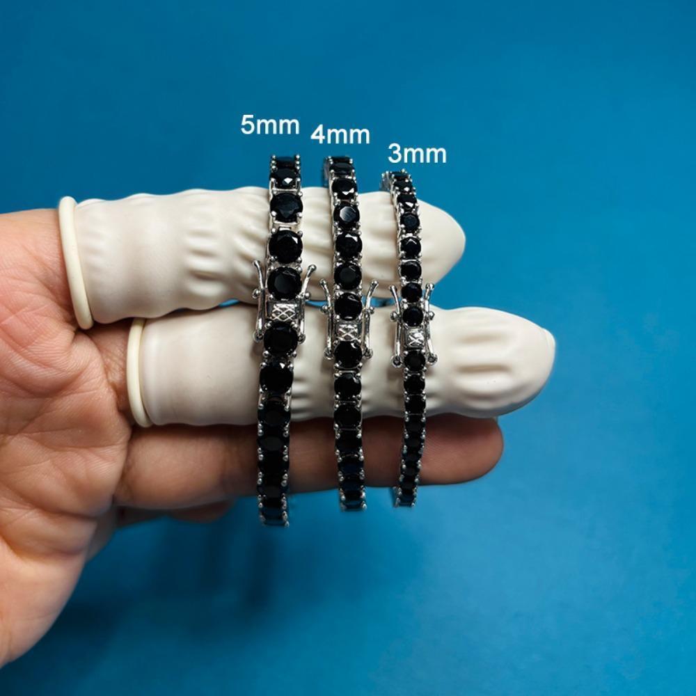 GRA Certified 3/4/5/6.5MM Black Moissanite Tennis Bracelet for Men Women Original 925 Sterling Silver Diamond Bracelets Jewelry