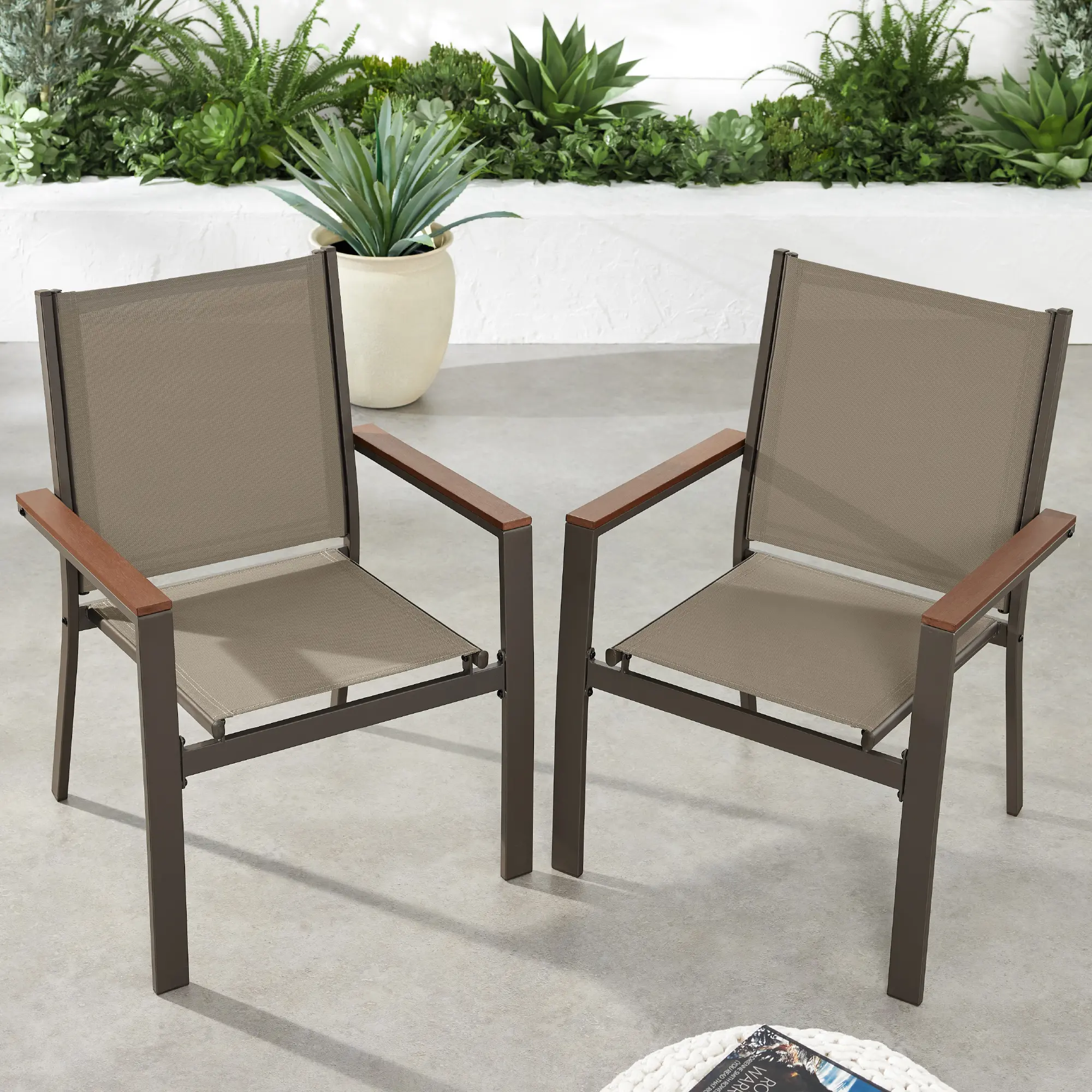 Best Choice Products Set of 2 Textilene Chairs, Conversation Dining Accent Furniture w/ Armrests