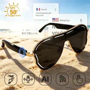 Smart Bluetooth Glasses, 100+ Languages AI Translation, Open-Ear Audio Sunglasses，Touch Control, Hands-Free Calls，Voice Assistant, UV Protection for Driving Outdoor Business Travel Gift