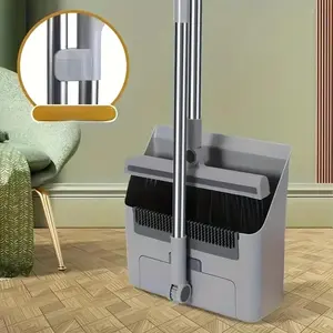 Four-In-One Efficient Long Handle Broom and Dustpan Set, Heavy-Duty Indoor Outdoor Cleaning Tool, Essential Home Cleaning Kit