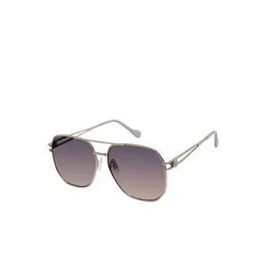 Roped Metal Geometric Aviator Sunglasses in Silver