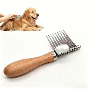 Dog Dematting Brush & Rake – Pet Grooming Detangler Comb for Matted Fur & Undercoat Removal, Ideal for Doodles, Poodles, Goldendoodles, Cats & All Pets