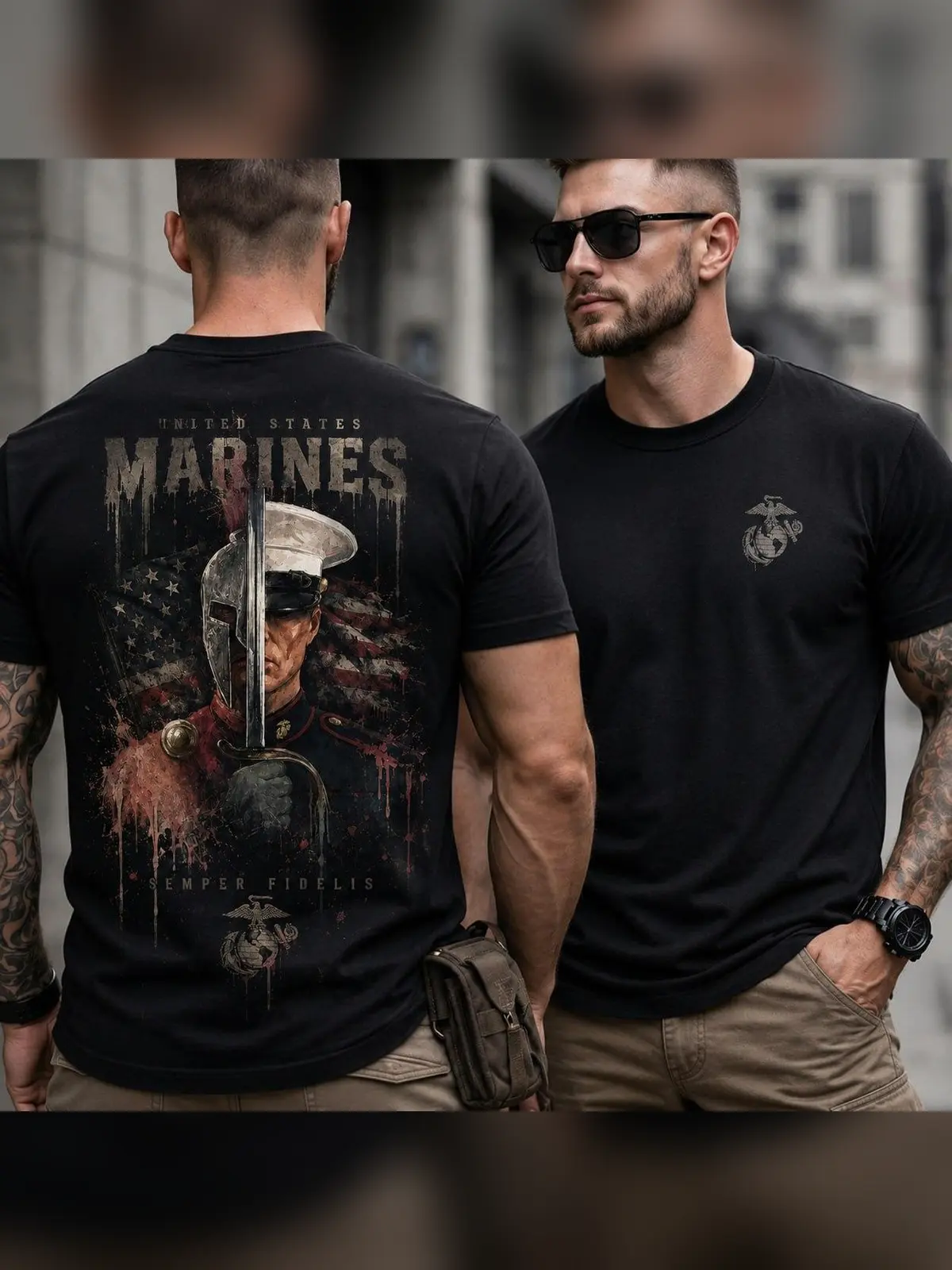 USMC Semper Fi Shirt, United States Marine Corps Veteran Tee, Patriotic Military Graphic T-Shirt, Honor Courage Commitment Shirt, Marine Veteran Gift for Men