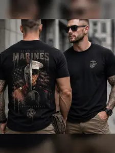 USMC Semper Fi Shirt, United States Marine Corps Veteran Tee, Patriotic Military Graphic T-Shirt, Honor Courage Commitment Shirt, Marine Veteran Gift for Men