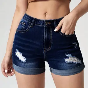 Essnce Ripped Roll Up Hem Denim Shorts