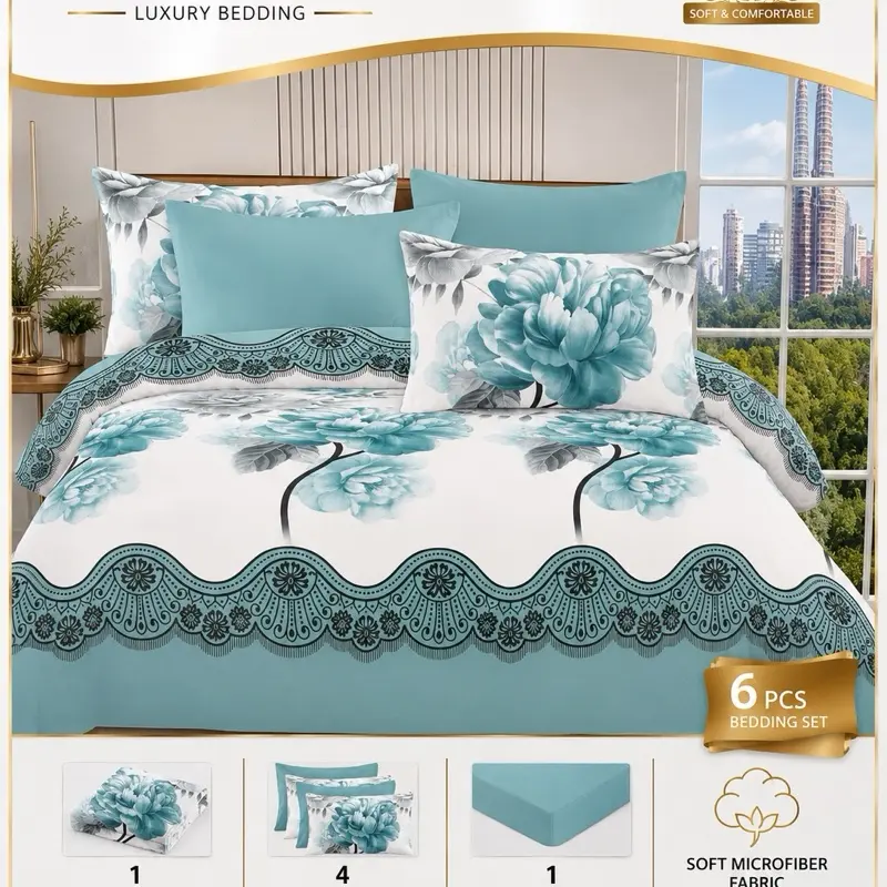 Elegant comfort lace 6pcs sheet set king
