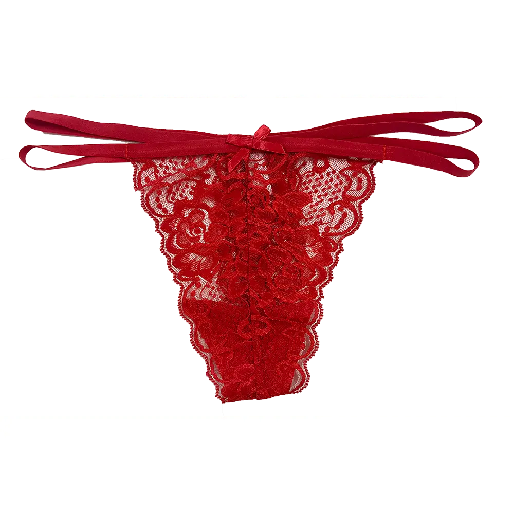 Lace Thong with Elastic Straps, XS- 2X