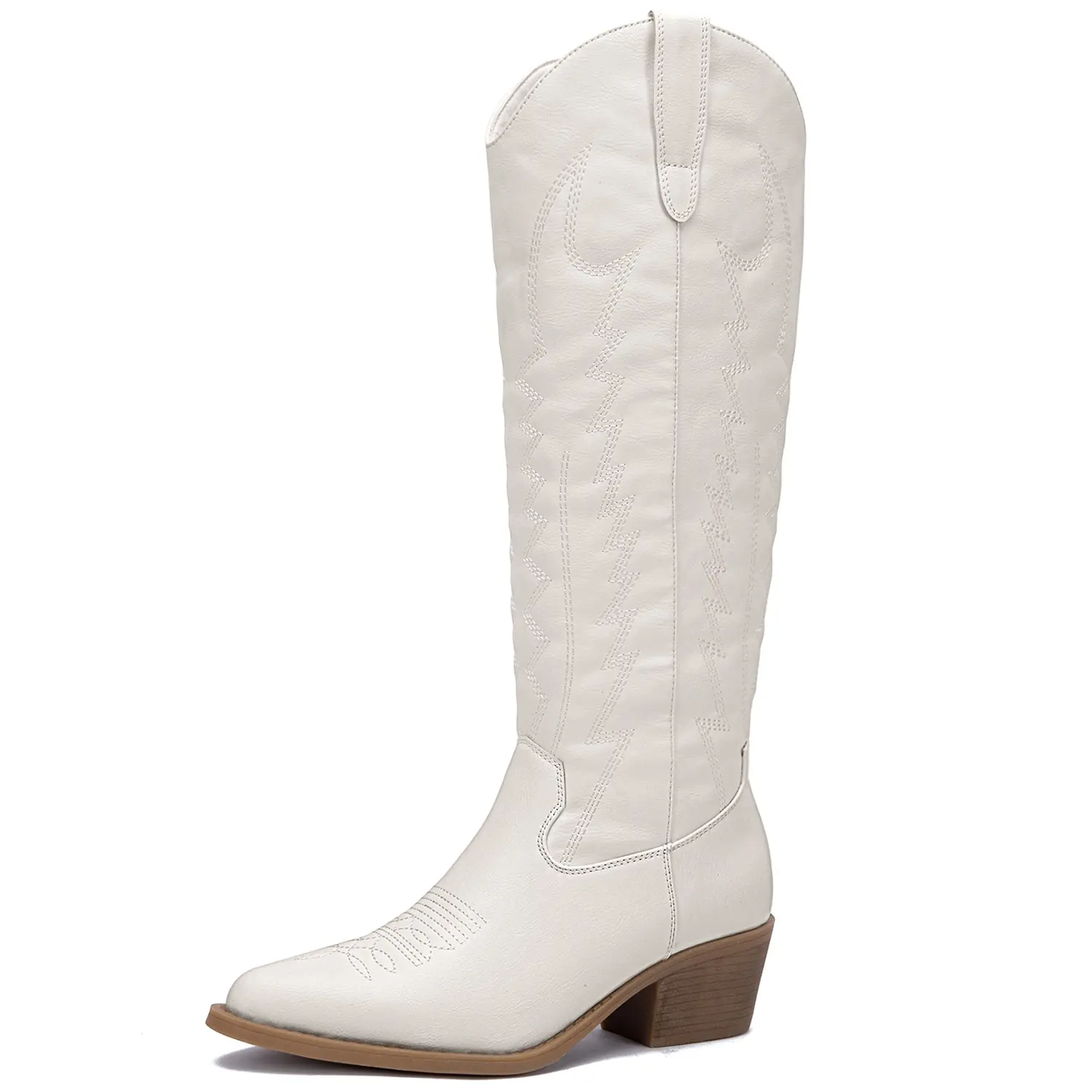 GLOBALWIN Women's Knee High Long Pointed Toe Boots Cowboy Boots With Embroidery Classic Comfort Footwear Western Boots Festival Outfit Embroidery Boots Botas Vaqueras Outfits
