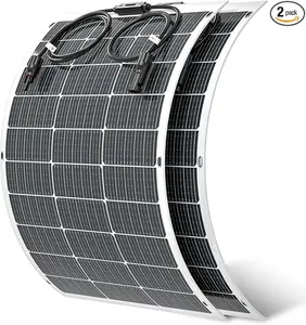 Viewsun Flexible Solar Panel 2PCS 100 Watt, Fiberglass Bendable Solar Panels 16BB Mono Cell, Lightweight & Urtra-Thin for RV, Camping, Boat, Balcony, Roof, Yacht,Uneven Surface