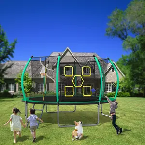12FT Trampoline Outdoor Trampolines for Kids and Adults, Recreational Trampoline with Enclosure Net & Ladder, Round Trampoline ASTM Approved
