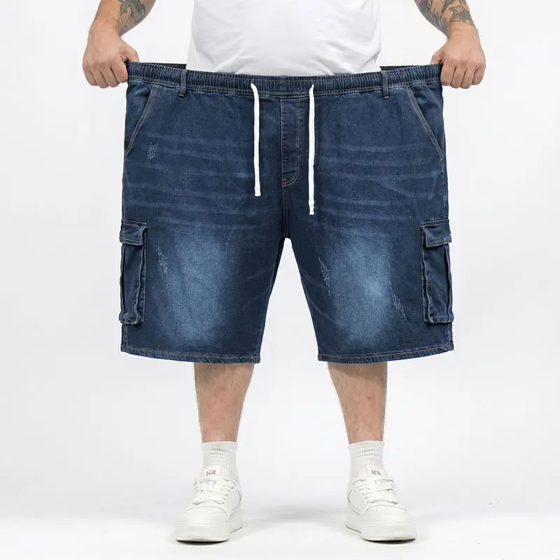 Men's Oversized Denim Bermuda Shorts - Multi-Pocket, Drawstring Elastic Waist, Baggy Denim Jorts, Cargo Jorts, Casual Jorts, Classic Baggy, Cropped for Streetwear, Baggy Denim Jorts Men's Shorts