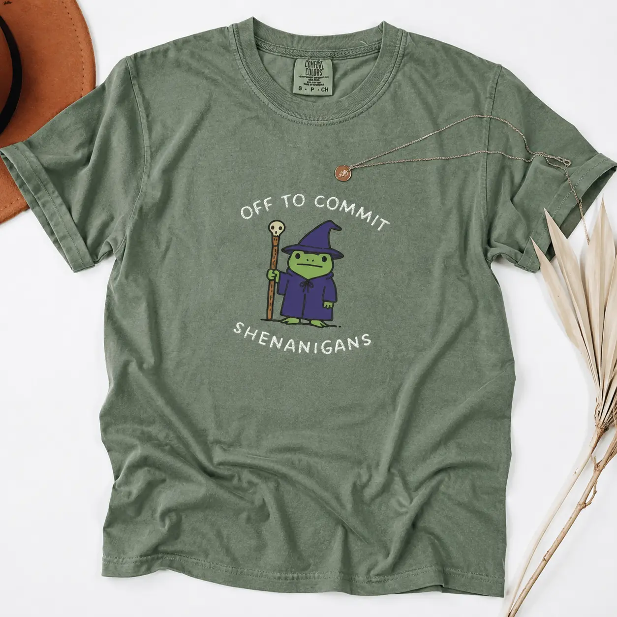 Comfort Colors Off to Commit Shenanigans Wizard Frog Funny DnD Tee, Ren Faire Fantasy Gift - TrendWear USA