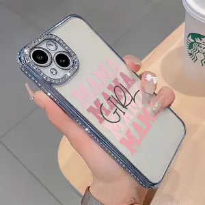Girl Mama luxury rhinestone decor phone case for iPhone 16 15 14 13 12 11 plus pro Max shockproof camera protector cover