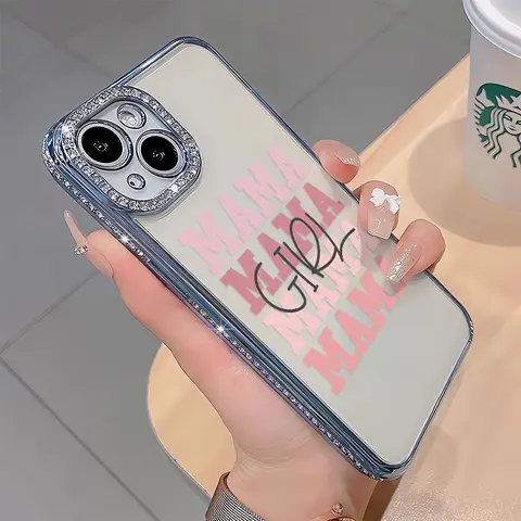 Girl Mama Luxury Rhinestone Sparkle Durable Protective Cellphone Case - Shockproof, Scratch-Resistant Casing with Camera Protector, Accessories for Women Compatible with iPhone 16,15,14,13,12,11 Plus Pro Max