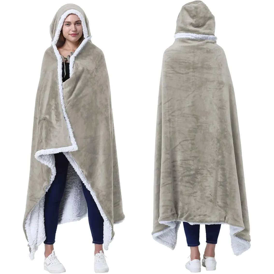 1pc Hooded Blanket Cape | Wearable Blanket Wrap with Handbag | Comfortable Sherpa Fleece Cape for Adults, Women's Gift Sherpa Fleece Hooded Blanket