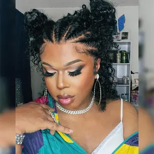 SuperNova Human Hair Short Bob Braided Wigs Lace Frontal Knotless 16"