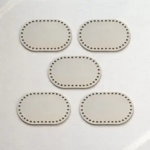 5-Pack Elliptical Wooden Crochet Basket Bottoms, DIY Basket Base, Handmade Crafting Accessories, Populus Plywood Material
