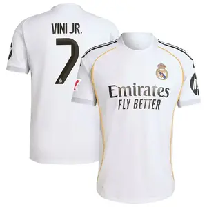 Unisex Soccer/Football Real MadridTeam Vini Jr. 7 Champions League 2025/26 Home Stadium Jersey - White