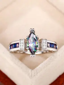1 PC Pretty Cubic Zirconia Ring For Women For Valentine's Day Gift Wedding Anniversary Party Jewelry Elegant Engagement Ring