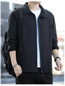 Men's Navy Blue Stand Collar Jacket with Half Zipper, Lightweight Casual Outerwear for Daily Wear