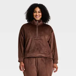 Women's Velour Ribbed 1/2 Zip Sweatshirt - All In Motion