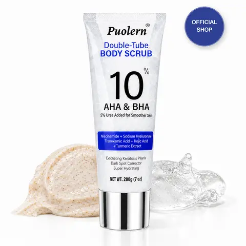 Puolern 10% AHA & BHA Body Scrub - Fight Acne, Keratosis Pilaris, Fade Dark Spots, Nourish Skin Blend Body Care