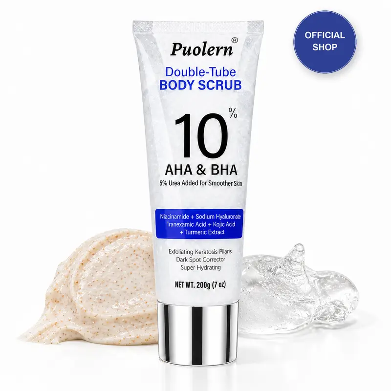 Puolern 10% AHA & BHA Body Scrub - Fight Acne, Keratosis Pilaris, Fade Dark Spots, Nourish Skin Blend Body Care