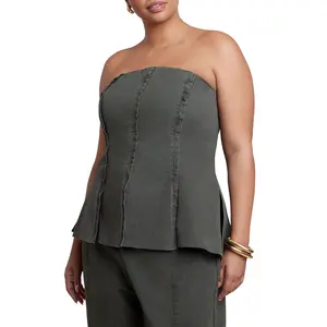 ELOQUII Women's Plus Size Seam Detail Strapless Top