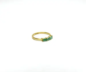Emerald Triple Ring - 14K Gold Vermeil
