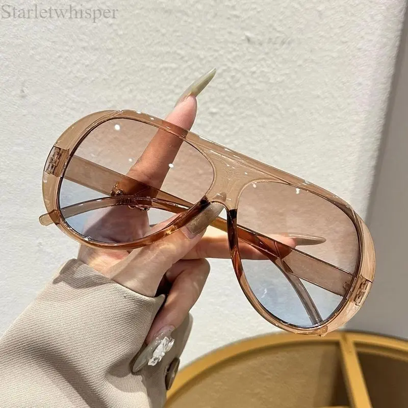 1PC Women's Oversized Vintage Square Polarized Sunglasses - Lightweight Glasses, Double Bridge, Trendy Street Style, Beach & Party Eyewear, Casual Summer Travel Cycling Accessory