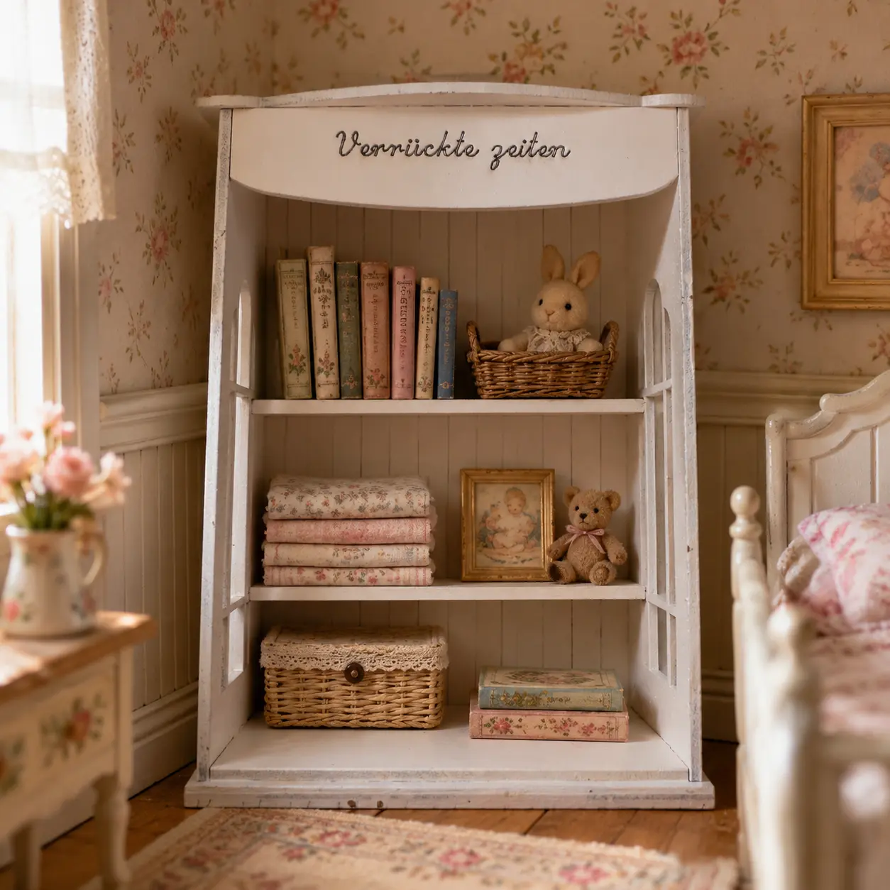 1:12 Miniature Wooden Display Cabinet Dollhouse Wall Shelf Farmhouse Room Box
