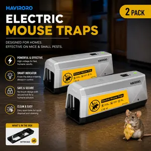 Electric Mouse Traps Indoor for Home, Reusable No-Touch Electronic Mouse Trap Zapper with Powerful Voltage Effectively Kills Mice in Living Rooms, Kitchens, Garages, 2PCS