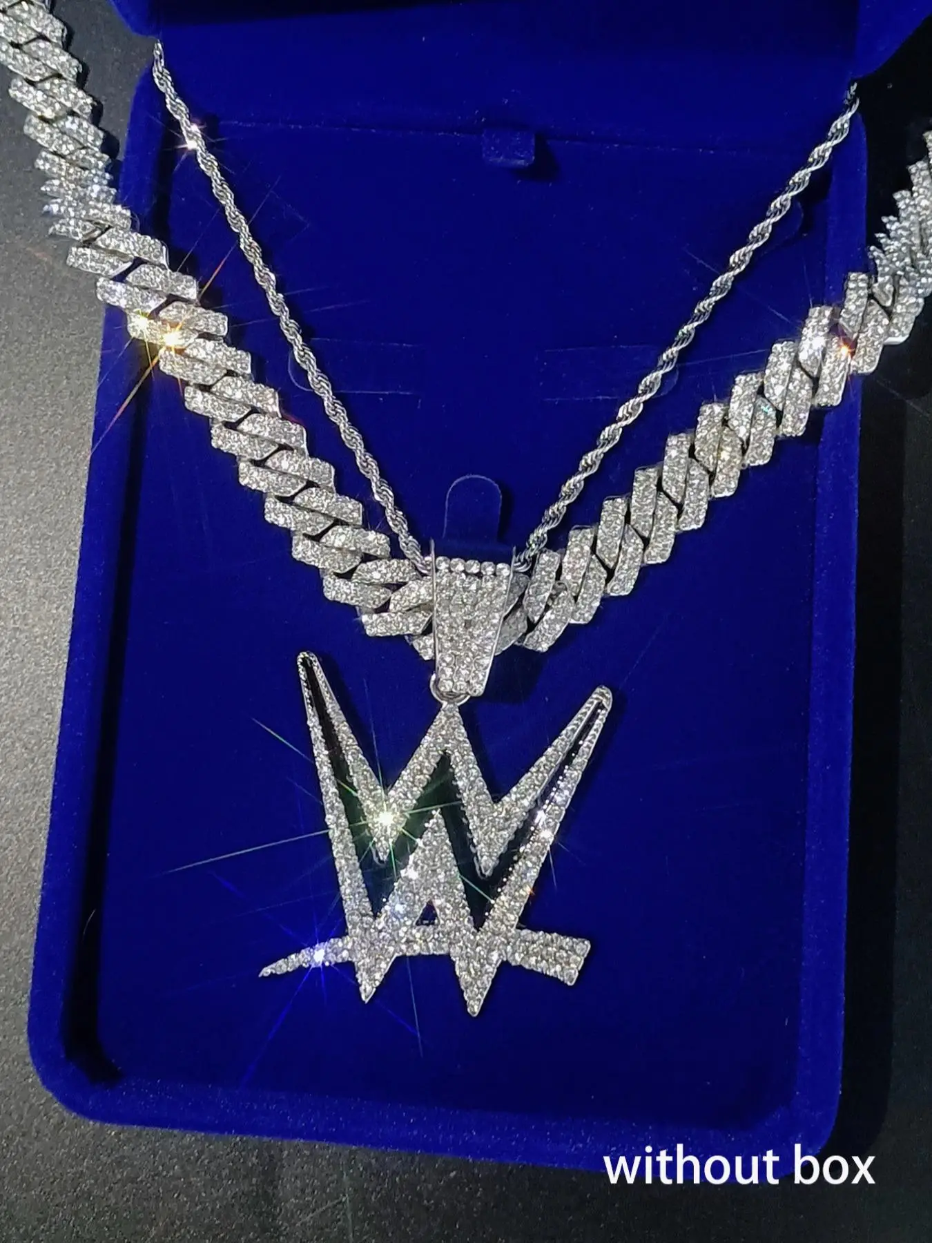 Wrestling Rhinestone Decorated Pendant Necklace, Punk Layered Necklace for Party, Daily Clothing Decor, Trendy All-match & Exquisite Jewelry for Birth