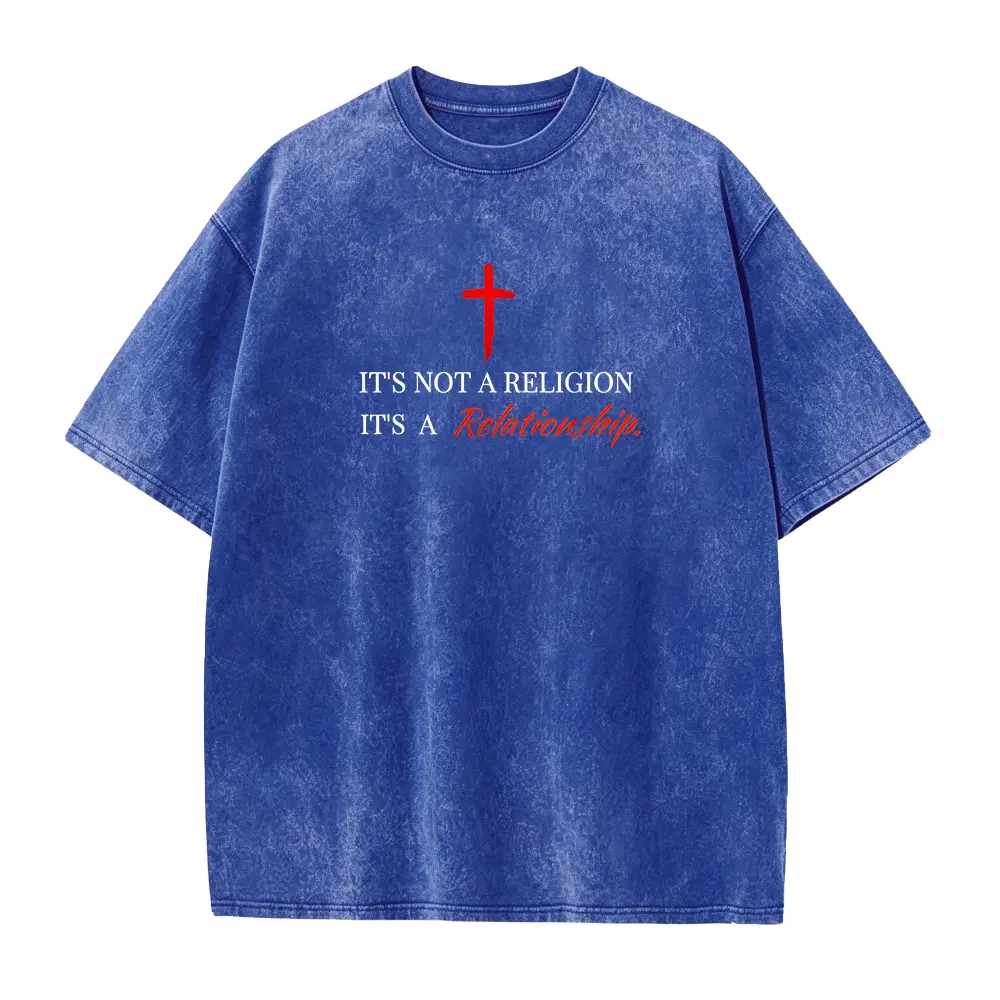 Christian Faith T-Shirt - It's Not Religion, It's Relationship Bible Verse Tee with Cross Design - Soft Everyday Church Apparel for Men & Women - Black Shirt W Red Lettering - Classic Retro Sty