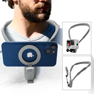 Silicone Magnetic Neck Holder Mount Selfie Stick Tripod for HUAWEI SAMSUNG iPhone 15 14 13 12 Pro Max - Smartphone Accessories for Live Gifts,Father's Day Gift