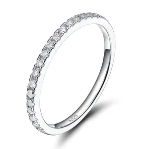 Wedding Band 925 Sterling Silver Stackable Half-Eternity Rings for Women 4-10