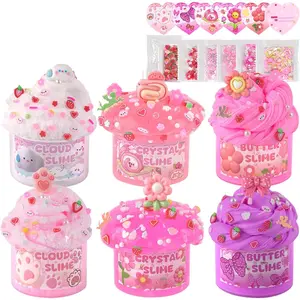 6 Pack Slimes, Pink Slime Kids, Cloud Slime Kit for Girls Ages 8-12, Sensory Toys for Girls and Boys, Slime Set for Party Favors Goodie Bag Stuffers, 4 5 6 7 8 9 10 Year Old Girl Birthday Gift Cute Stuff