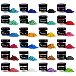 Premium Mica Powder Pearlescent Color Pigment - Art Set for Epoxy Resin - for Soap Making, Nail Polish, Lip Gloss, Eye Shadow, Slime & Candle Jars - 10g, 24 Jars - (Original Set)