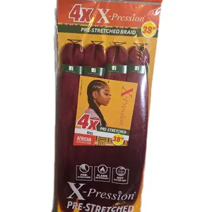 Sensationnel XPRESSION 4X Pre-Stretched Braid 38" - 100% Kanekalon, 4X African Braid, 38" Length, Pre-Stretched for Easy Styling, Ideal for All Levels