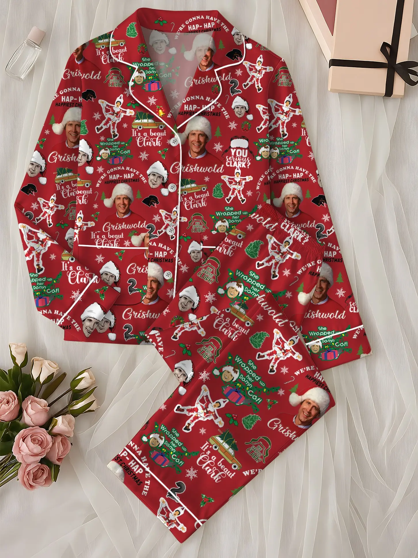 Clark Griswold Santa Pajamas Set, Griswold Thick Pajamas Satin Set, Griswold Holiday Pajamas, Christmas Tree Farm Pjs, Matching Family Pajamas