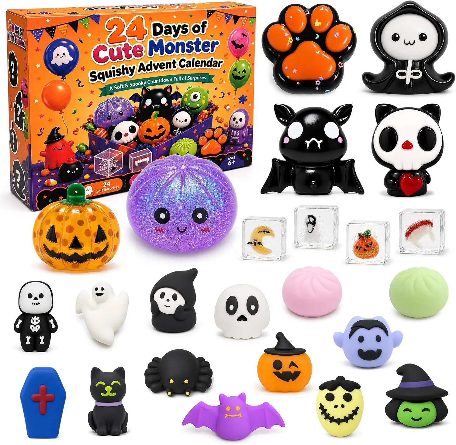 Cozy Fall Gifts 24 Day Halloween Squishy Advent Calendar 2026 for Kids | Multi-Texture Taba Squishies Sensory Fidget Toys, Cute Monster Surprise Countdown Gift for Boys & Girls Ages 6-12